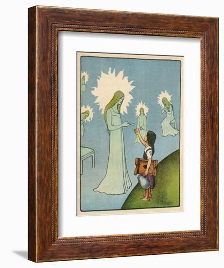 Little Girl Sets out to Find Her Seven Brothers and Receives Help from an Angelic Lady-Willy Planck-Framed Art Print