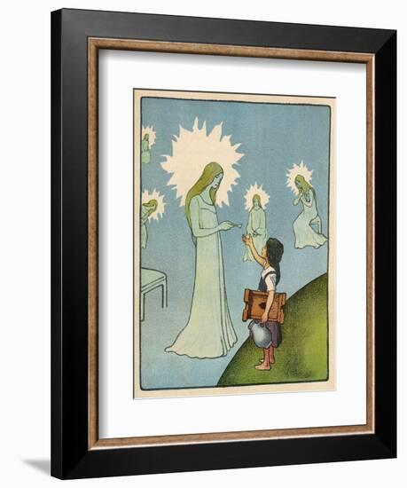 Little Girl Sets out to Find Her Seven Brothers and Receives Help from an Angelic Lady-Willy Planck-Framed Art Print