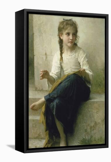 Little Girl Sewing, 1898-William Adolphe Bouguereau-Framed Premier Image Canvas