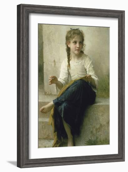 Little Girl Sewing, 1898-William Adolphe Bouguereau-Framed Giclee Print