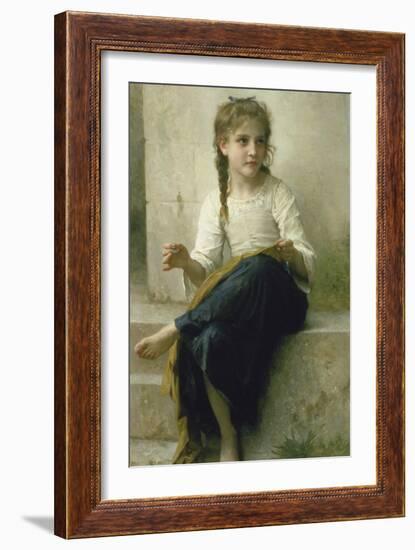 Little Girl Sewing, 1898-William Adolphe Bouguereau-Framed Giclee Print