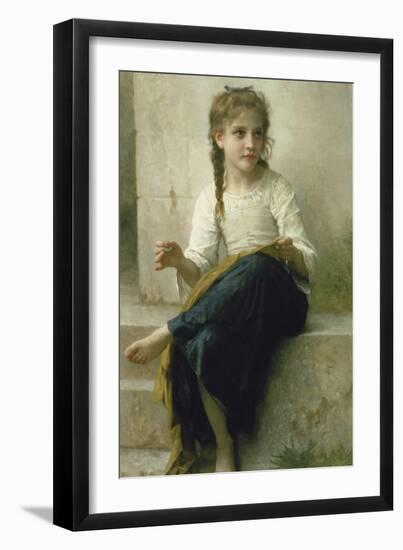 Little Girl Sewing, 1898-William Adolphe Bouguereau-Framed Giclee Print