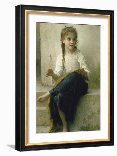 Little Girl Sewing, 1898-William Adolphe Bouguereau-Framed Giclee Print