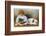 Little Girl Sits with a White Bulldog and Cuddles a Puppy-null-Framed Photographic Print