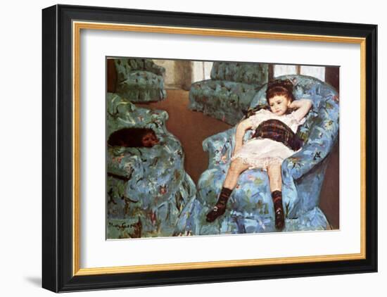 Little Girl Sitting in Blue Arm Chair-Mary Cassatt-Framed Giclee Print