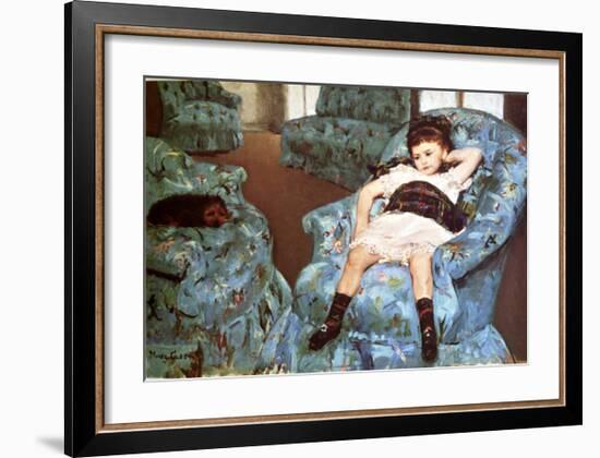 Little Girl Sitting in Blue Arm Chair-Mary Cassatt-Framed Giclee Print