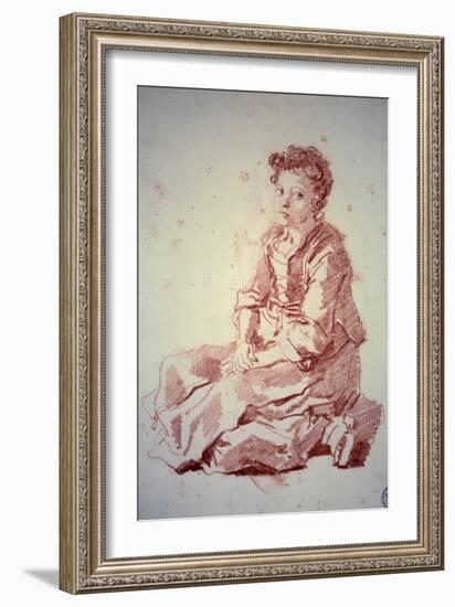 Little Girl Sitting on Her Heels Sanguine by Jean Honore Fragonard (1732-1806) 1774 Besancon, Musee-Jean-Honore Fragonard-Framed Giclee Print