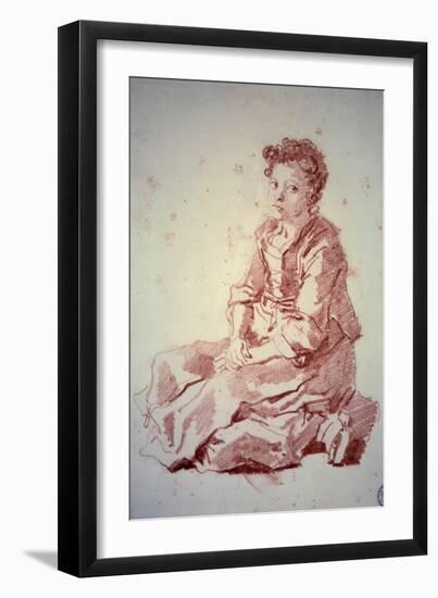 Little Girl Sitting on Her Heels Sanguine by Jean Honore Fragonard (1732-1806) 1774 Besancon, Musee-Jean-Honore Fragonard-Framed Giclee Print