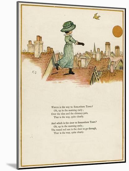 Little Girl Walking across the Rooftops-Kate Greenaway-Mounted Art Print