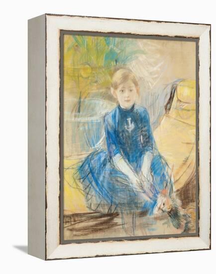 Little Girl with a Blue Jersey, 1886 (Pastel on Canvas)-Berthe Morisot-Framed Premier Image Canvas