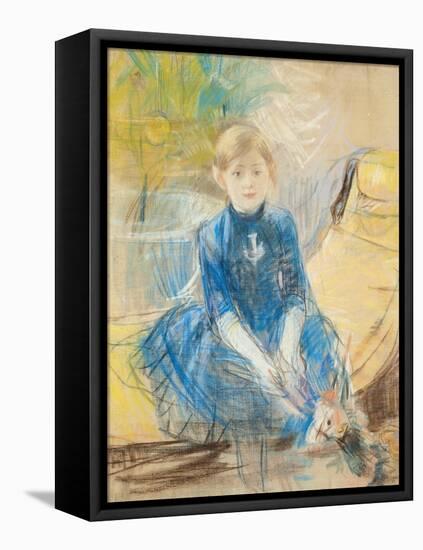 Little Girl with a Blue Jersey, 1886 (Pastel on Canvas)-Berthe Morisot-Framed Premier Image Canvas