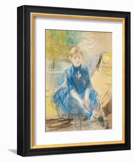 Little Girl with a Blue Jersey, 1886 (Pastel on Canvas)-Berthe Morisot-Framed Giclee Print