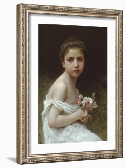 Little Girl with a Bouquet-William Adolphe Bouguereau-Framed Art Print