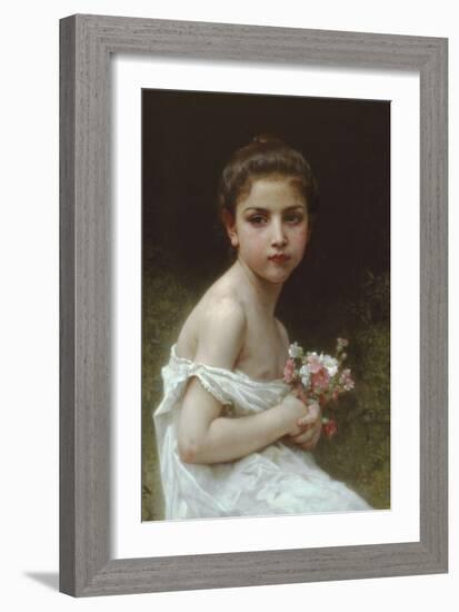 Little Girl with a Bouquet-William Adolphe Bouguereau-Framed Art Print