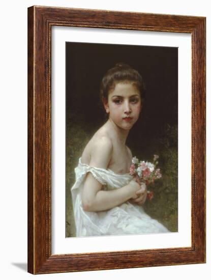 Little Girl with a Bouquet-William Adolphe Bouguereau-Framed Art Print