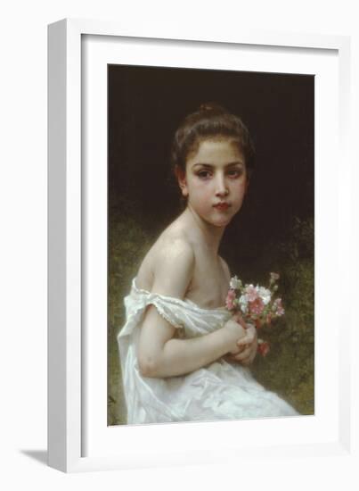 Little Girl with a Bouquet-William Adolphe Bouguereau-Framed Art Print
