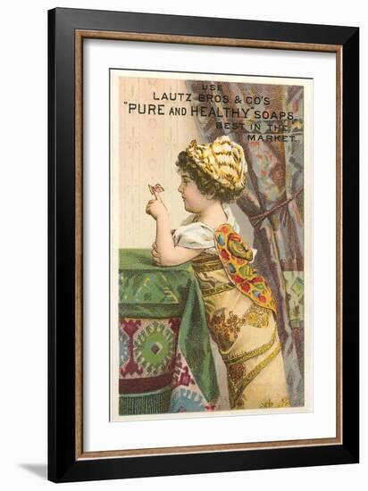 Little Girl with Butterfly-null-Framed Art Print