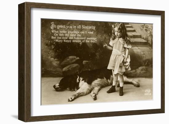 Little Girl with Large Dog-null-Framed Art Print