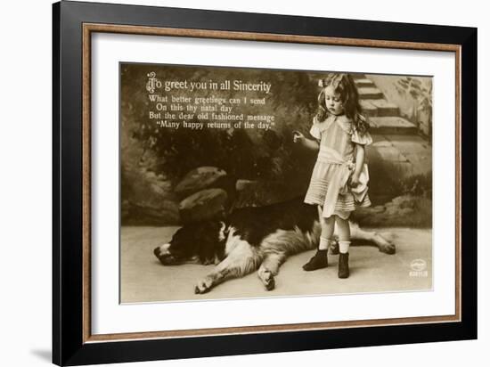 Little Girl with Large Dog-null-Framed Art Print