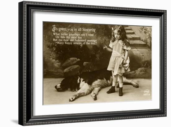 Little Girl with Large Dog-null-Framed Art Print