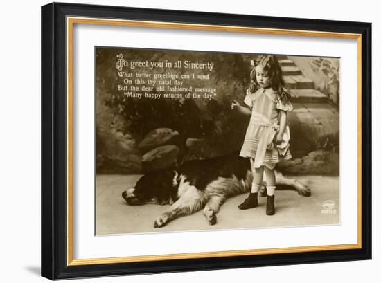 Little Girl with Large Dog-null-Framed Art Print