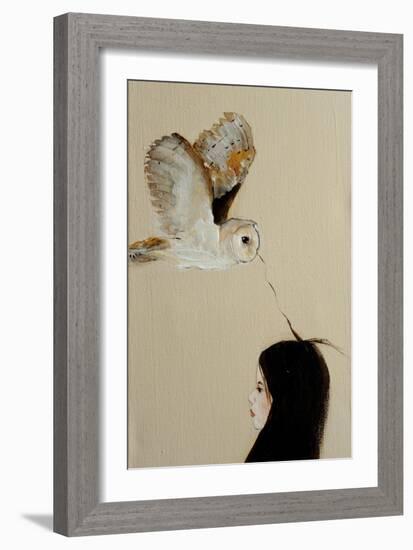 Little Girl with Owl,2016, Detail-Susan Adams-Framed Giclee Print