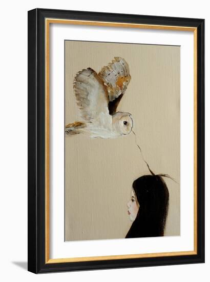 Little Girl with Owl,2016, Detail-Susan Adams-Framed Giclee Print