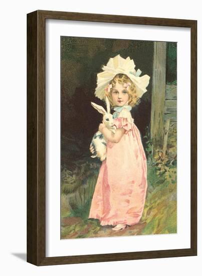 Little Girl with Rabbit-null-Framed Premium Giclee Print