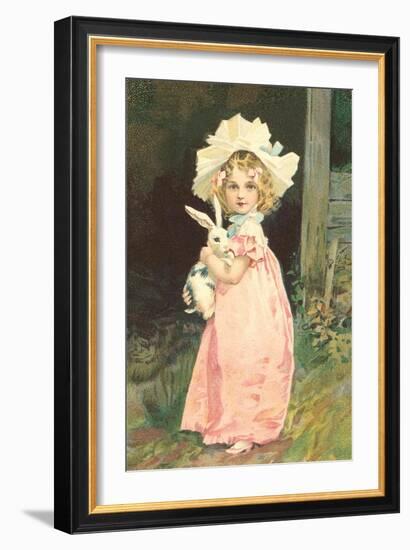 Little Girl with Rabbit-null-Framed Premium Giclee Print
