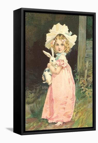 Little Girl with Rabbit-null-Framed Stretched Canvas