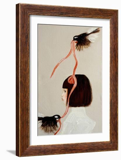 Little Girl with Ribbin and Robins, 2016, Detail-Susan Adams-Framed Giclee Print