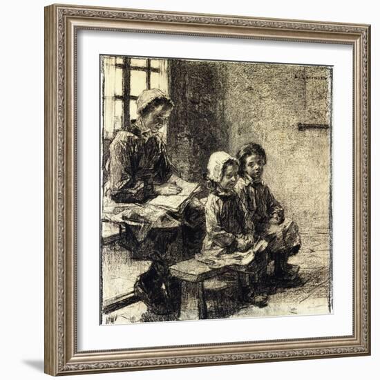 Little Girls at the School of Mont-Saint-Pere-Léon Augustin L'hermitte-Framed Giclee Print