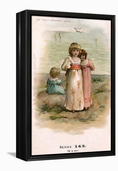 Little Girls at the Seaside-Maud Goodman-Framed Stretched Canvas