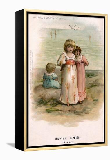 Little Girls at the Seaside-Maud Goodman-Framed Stretched Canvas