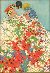 Little Girls in Field of Flowers