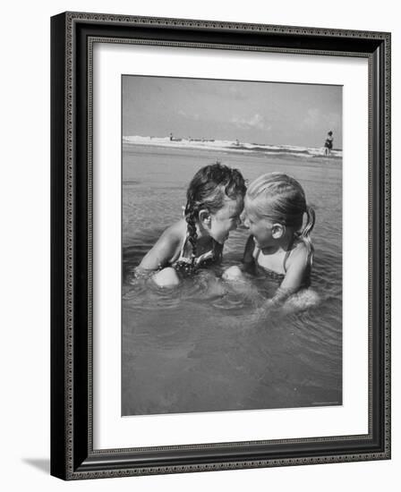 Little Girls Playing Together on a Beach-Lisa Larsen-Framed Photographic Print