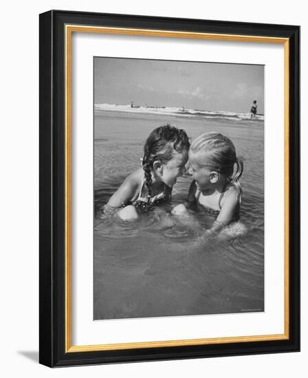 Little Girls Playing Together on a Beach-Lisa Larsen-Framed Photographic Print