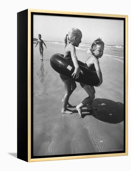 Little Girls Playing Together on a Beach-Lisa Larsen-Framed Premier Image Canvas