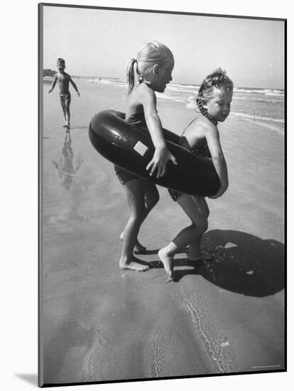 Little Girls Playing Together on a Beach-Lisa Larsen-Mounted Photographic Print