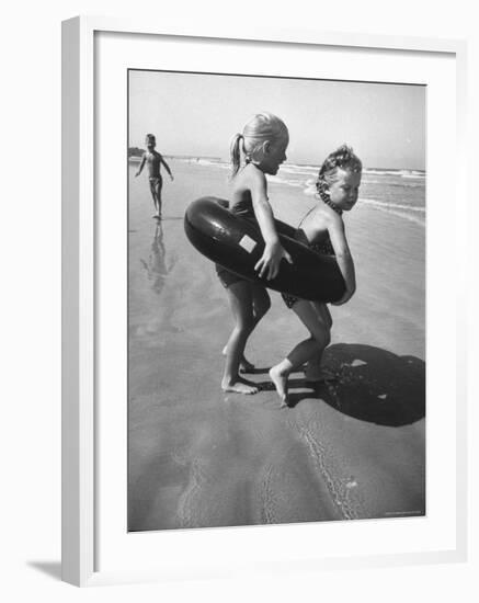 Little Girls Playing Together on a Beach-Lisa Larsen-Framed Photographic Print