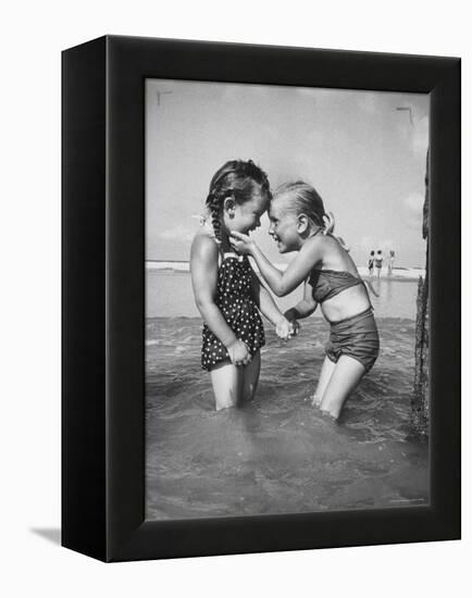 Little Girls Playing Together on a Beach-Lisa Larsen-Framed Premier Image Canvas