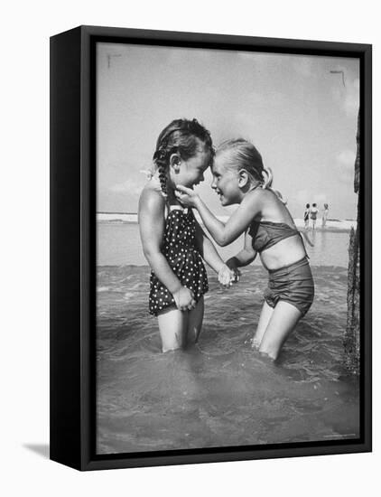 Little Girls Playing Together on a Beach-Lisa Larsen-Framed Premier Image Canvas