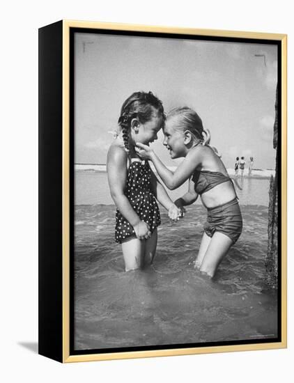 Little Girls Playing Together on a Beach-Lisa Larsen-Framed Premier Image Canvas