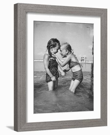 Little Girls Playing Together on a Beach-Lisa Larsen-Framed Photographic Print