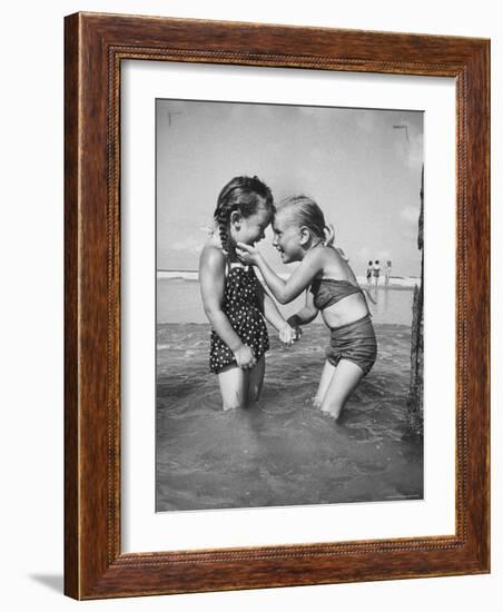 Little Girls Playing Together on a Beach-Lisa Larsen-Framed Photographic Print