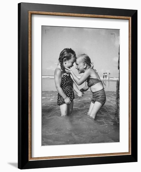 Little Girls Playing Together on a Beach-Lisa Larsen-Framed Photographic Print