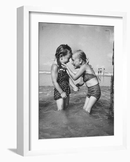 Little Girls Playing Together on a Beach-Lisa Larsen-Framed Photographic Print