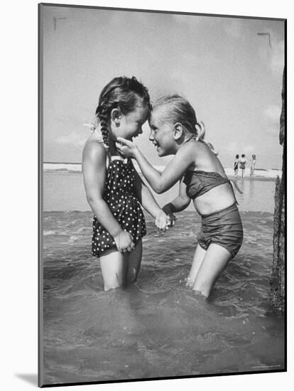 Little Girls Playing Together on a Beach-Lisa Larsen-Mounted Photographic Print