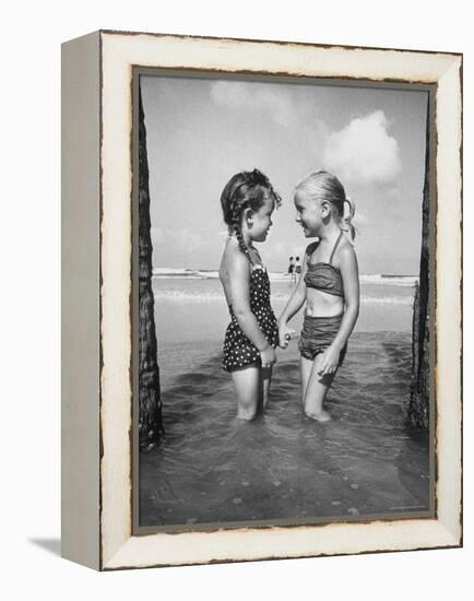 Little Girls Playing Together on a Beach-Lisa Larsen-Framed Premier Image Canvas