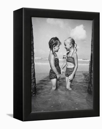 Little Girls Playing Together on a Beach-Lisa Larsen-Framed Premier Image Canvas